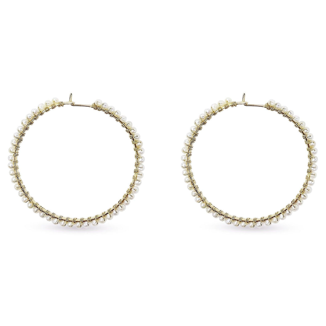 Pearl Hoop Earrings - Azza Fine Jewellery